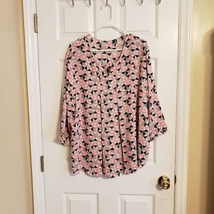 🍍Pink and Black 3/4 Length sleeve blouse